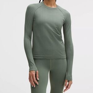 NWT Lululemon Rest Less Variegated Ribbed Pullover - Variegated Rib Willow Leaf